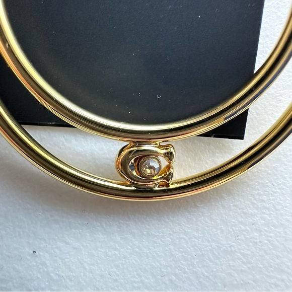 NWT COACH Signature Logo Gold Double Hoop Earrings Brand New With Tag - Picture 3 of 10